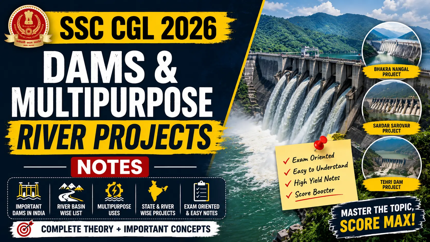 Complete Dams & Multipurpose River Valley Projects Notes for SSC CGL 2026