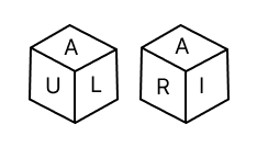 Figure for question 12: A dice has its faces marked by letters Q, R, U, A, I and L. Two positions of the same dice are given below. Which face is opposite to face Q