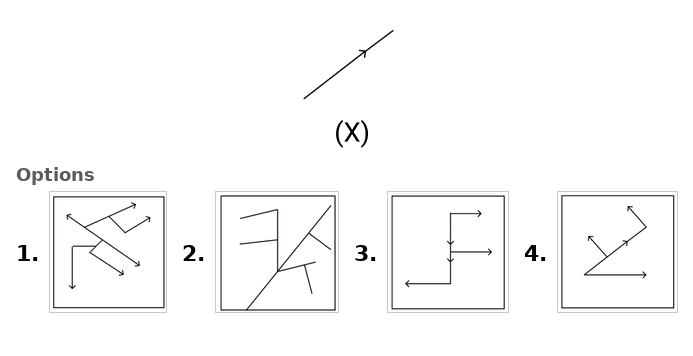 Figure for question 19: Select the option in which the given figure (X) is embedded (rotation is NOT allowed).