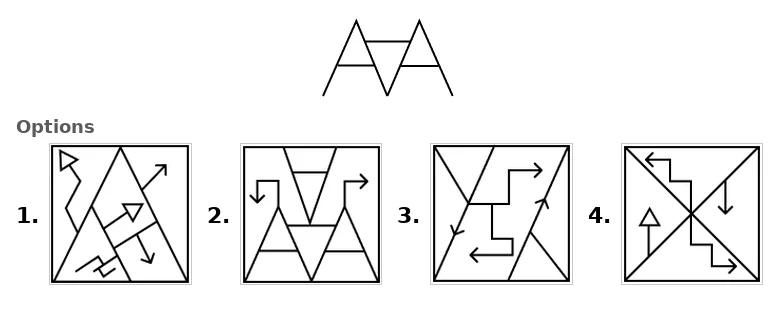 Figure for question 30: Select the option figure in which the given figure is embedded as its part (rotation is NOT allowed).